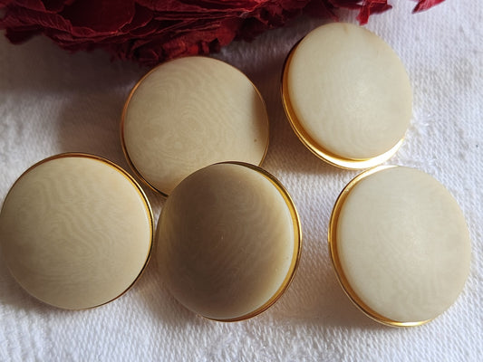 Lot 5  boutons vintage marron trés clair veiné doré 2,1 cm ref 1331