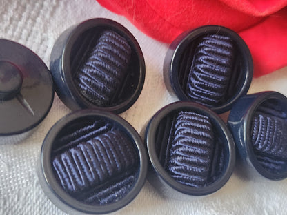 lot 6 boutons anciens vintage passementerie bleu pied 2 cm ref 2143