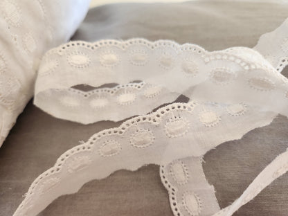 Dentelle vintage bordure coton mécanique 5 mètres sur 2 Cm A4