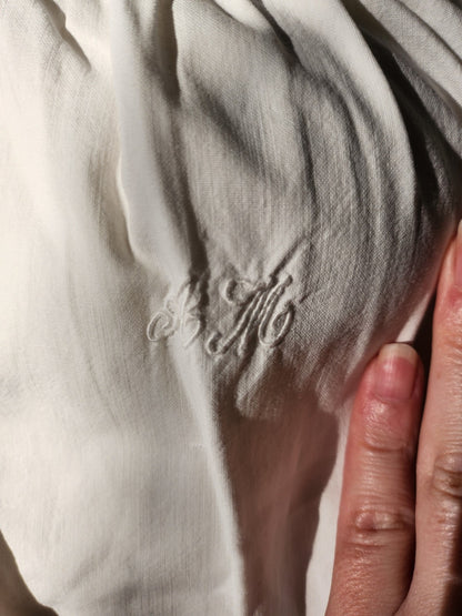 Chemise de nuit ancienne  monogramme BM longue manche B8