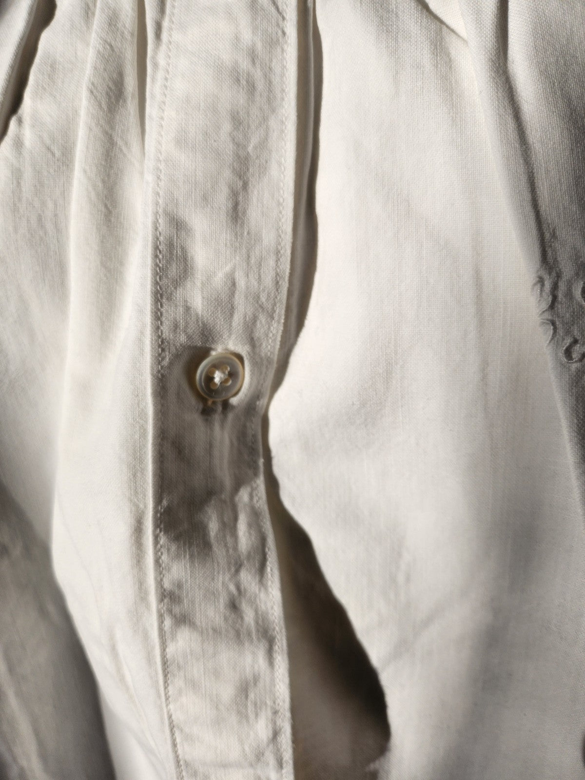 Chemise de nuit ancienne  monogramme BM longue manche B8