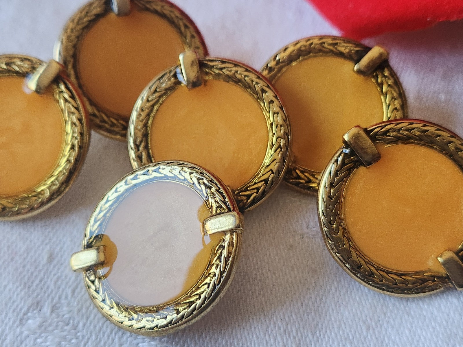 Lot 6 gros boutons vintage en metal émaillé orange  2,7 cm lourd ref 2711