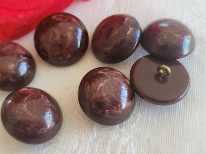 Lot 7 boutons vintage lie de vin  1,7 ou 17 mm pied ref 6279