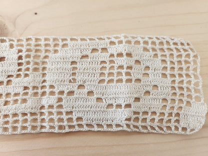 Dentelle ancienne grande application crochet fleur 22 cm sur 6,5 cm T1-18