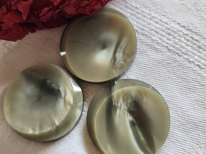 Trio gros boutons vintage gris laiteux pied 3 cm ref 5261
