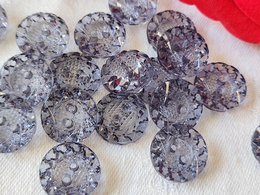 Lot 15  boutons bleu transparent acrylique 1,5 cm ref 1732