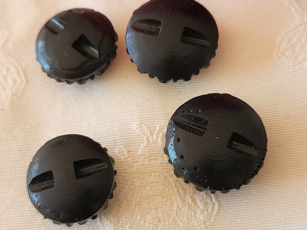 Lot 4 boutons vintage en résine marron effet perlé  2,3 et 2,1 cm ref 340