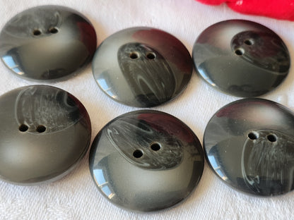 Lot 6 gros boutons anciens gris trous vintage diamètre 3,4 cm  ref 1916