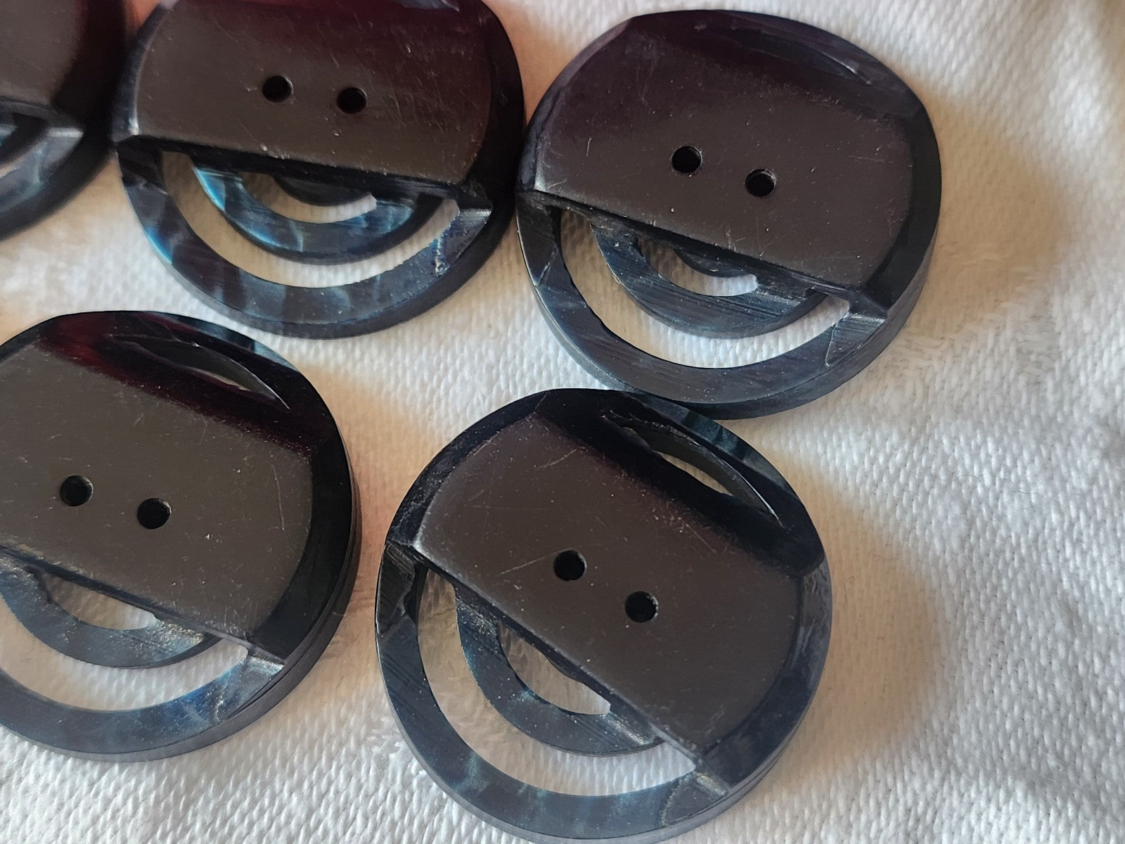 Lot  6 gros boutons anciens art deco bicolore ajouré bleu 2,7 cm ref 1419