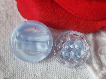 Duo boutons anciens en verre bleu travaillé vintage 1,5 ET 1,7  cm D9J