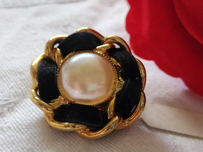 Collection boutonvintage en métal doré perlé ruban 2,9 cm D17H