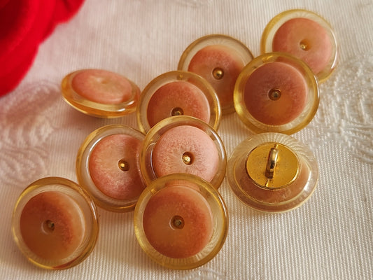 Lot 10 boutons vintage à pied métal rose 1,7 cm ref 6348