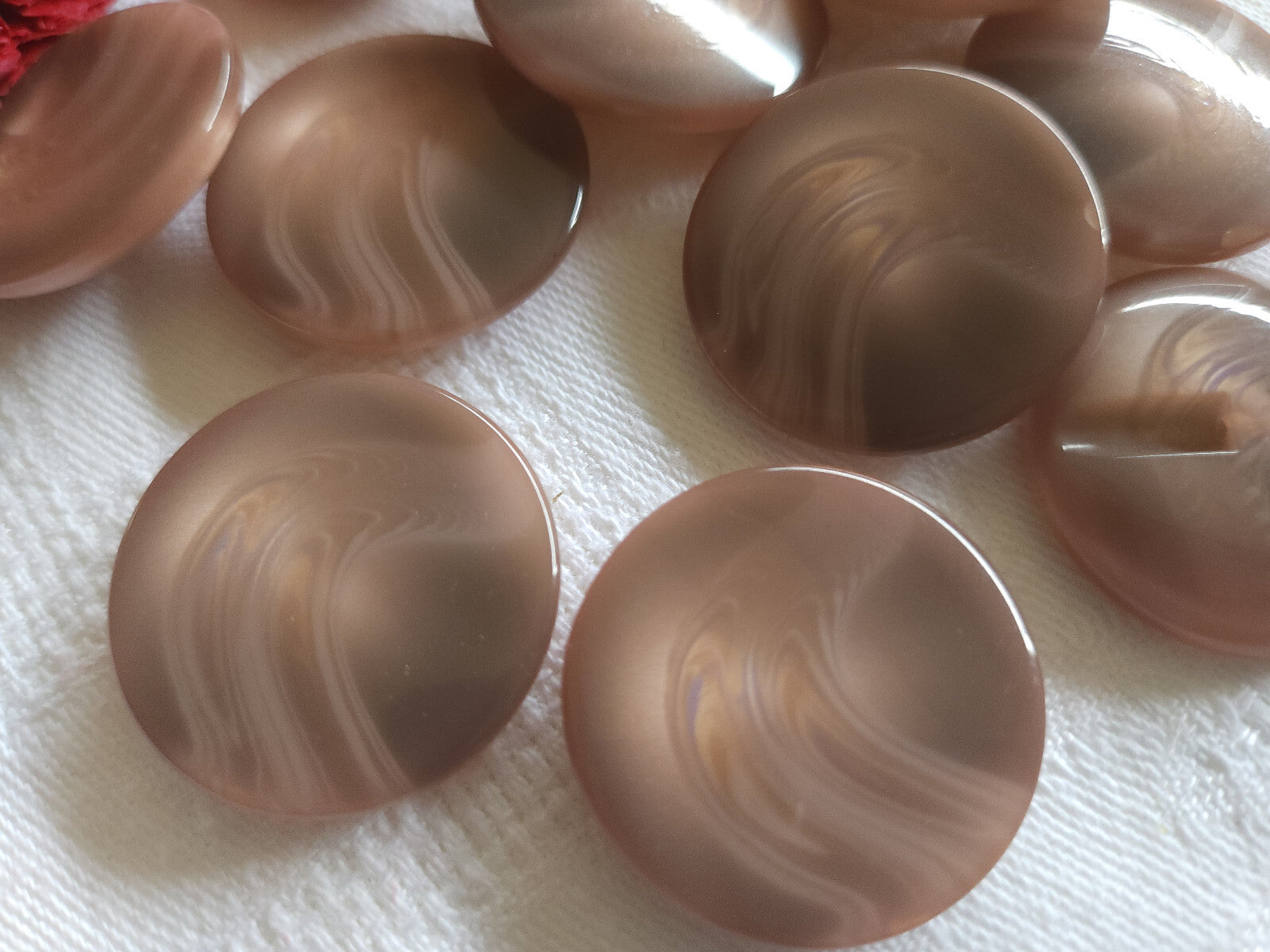 Lot 6 gros boutons vintage rose scintillant superbe  pied 2,7 cm ref 0022