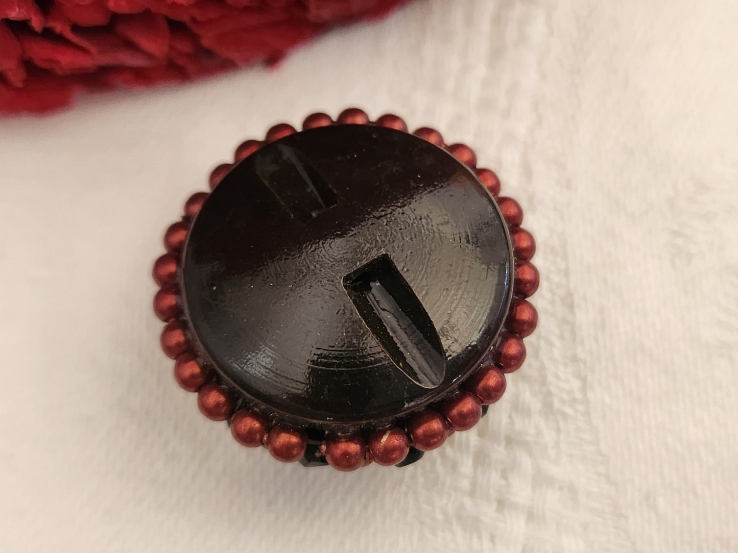 Bouton vintage  métal torsade perle main bijoux parurier 2,5 cm G5C
