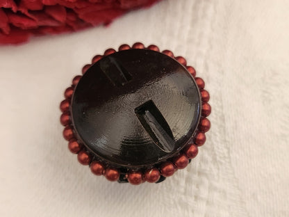 Bouton vintage  métal torsade perle main bijoux parurier 2,5 cm G5C