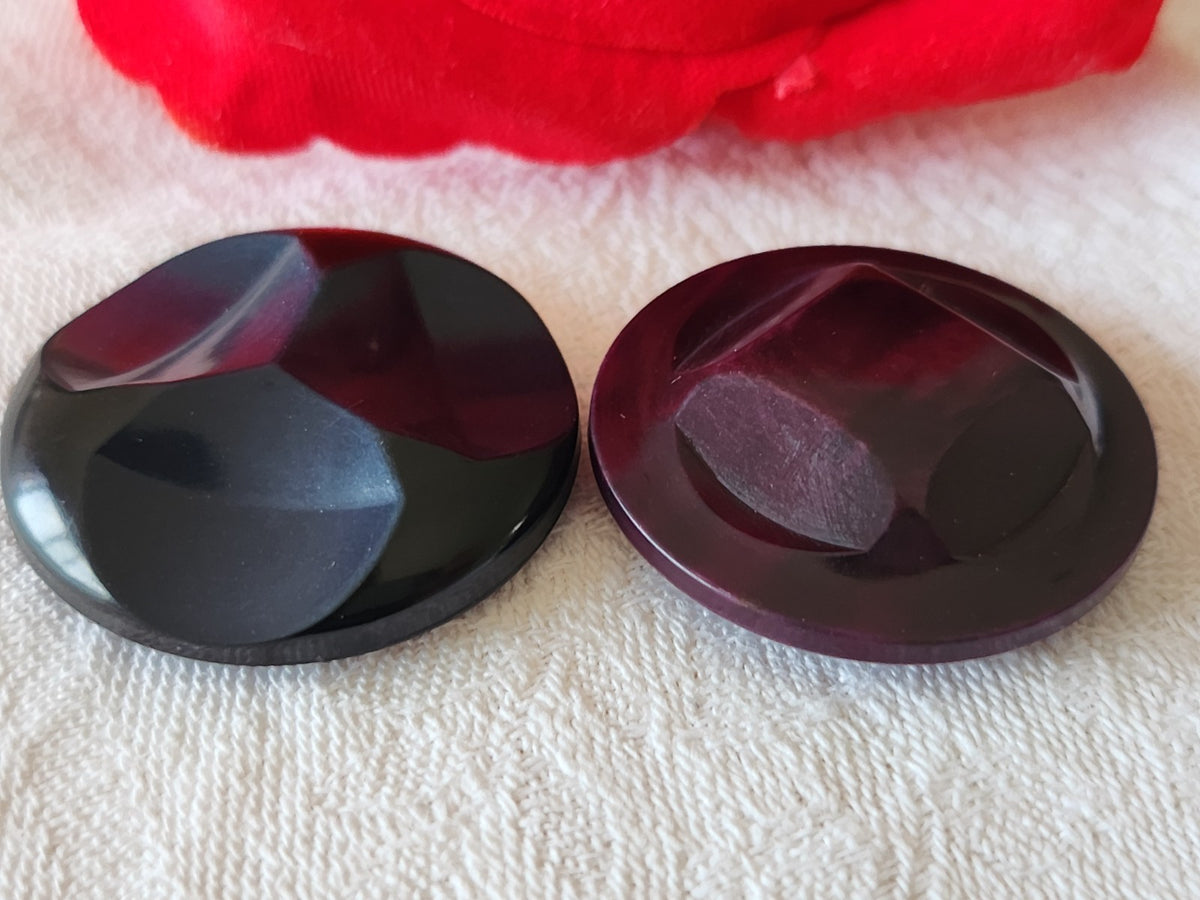 Duo gros boutons anciens en corozo collection 3 cm 30 mm bleu violet G18H