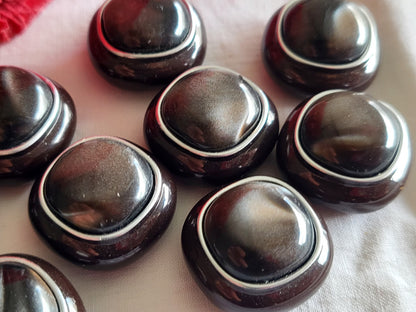 Lot 10 boutons vintage marron reflet gris pied diamètre  1,6 cm ref 3787