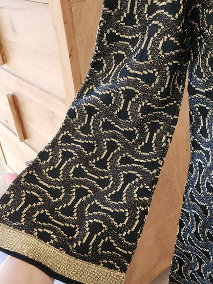 Pur vintage robe pull  manche patte d'eph noir doré  ref portant