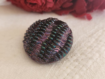 Bouton vintage en verre violet mordoré 2,2 cm G7J