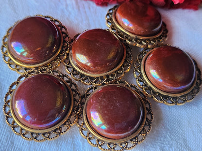 Lot 7 superbes boutons vintage marron reflet modoré 2,5 cm ref 396