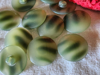 Lot 6 boutons vintage vert tigré à pied 2,2 cm ref 5328