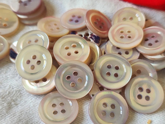 Lot 12 boutons vintage en nacre violet/blanc 1,6 cm ref 5006