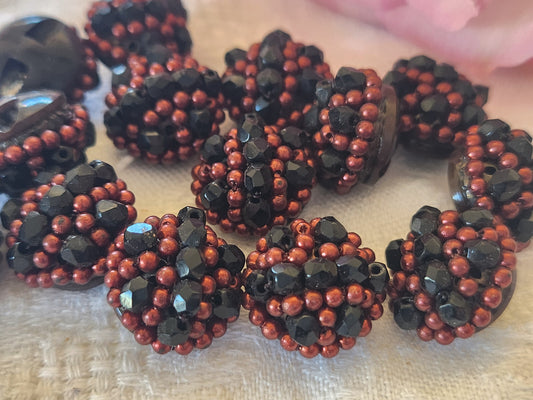Lot  6 boutons vintage parurier perle en verre bombé  1,5 cm ref 921