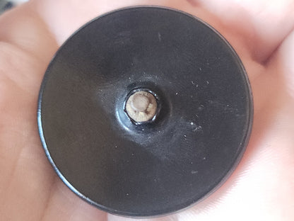 Enorme bouton ancien en verre noir doré picot 3,7 cm D11K