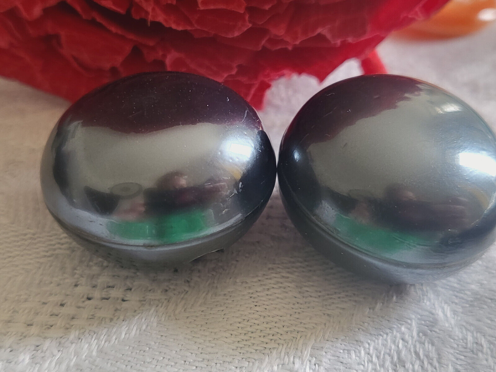 Duo boutons vintage boule gris anthracite volume 2,4 cm D17C