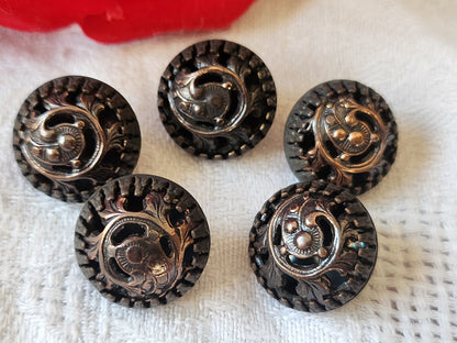 Lot 5  bouton vintage en métal cuivré ajouré superbe 1,7 cm ref 5937