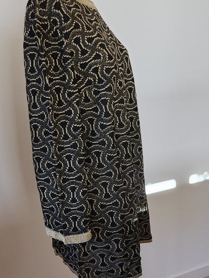 Pur vintage robe pull  manche patte d'eph noir doré  ref portant