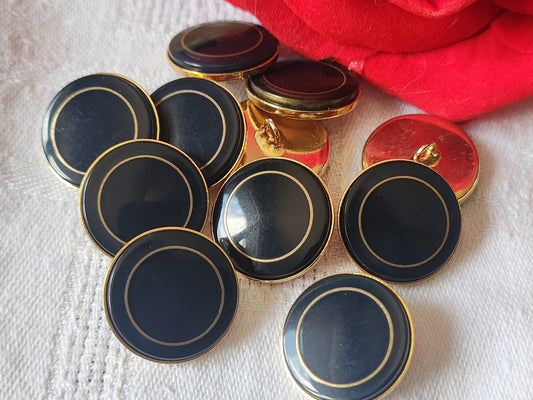 Lot 5 boutons vintage métal doré bleu à pied 1,8 cm ref 2170