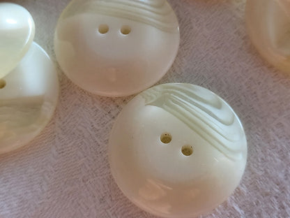 Lot 6 / 17 boutons vintage blanc veiné transparent à trou  1,7 cm /2,2 cm/2,8
