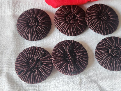 Lot 6 boutons anciens passementerie prune/marron 3,1 cm ref 3541