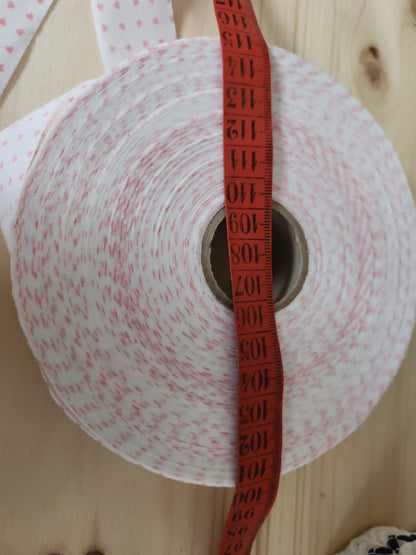 Rouleau biais vintage coton petit cœur rose shabby largeur de 3,9 cm  B4