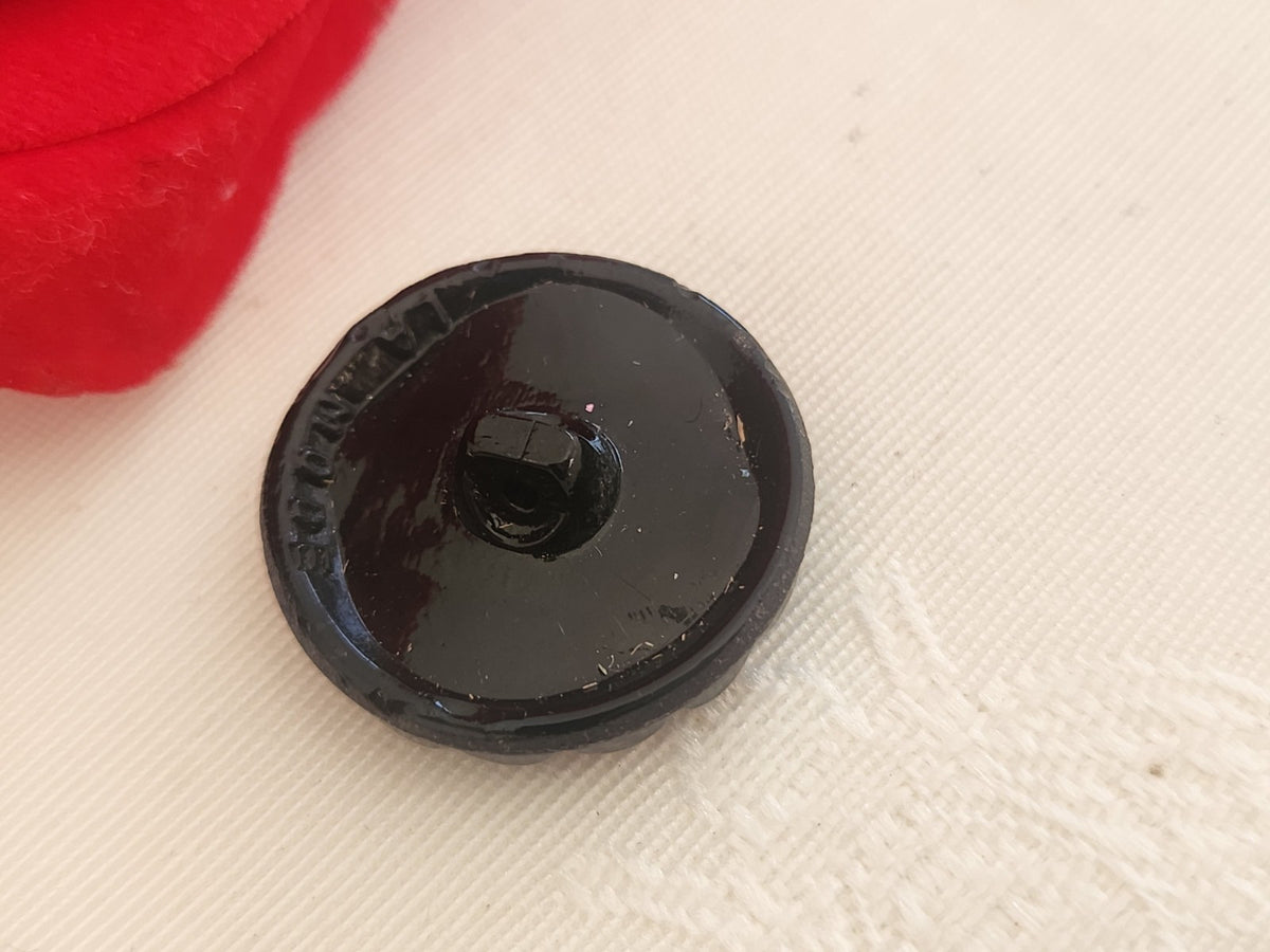 Bouton ancien en verre noir gris travaillé vintage 22 m 2,2 cm G3I