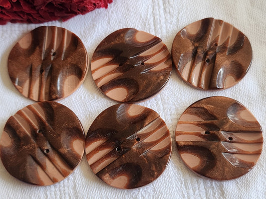 Lot 6 gros boutons anciens art deco bicolore 3,1 cm ref 1709