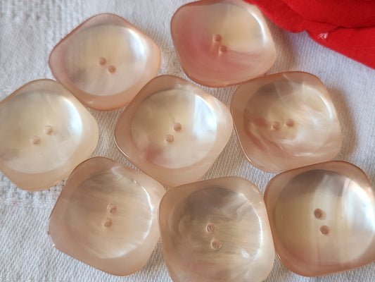 Lot 8  gros boutons vintage nacrés panaché 2,5 cm rose trou ref 2640