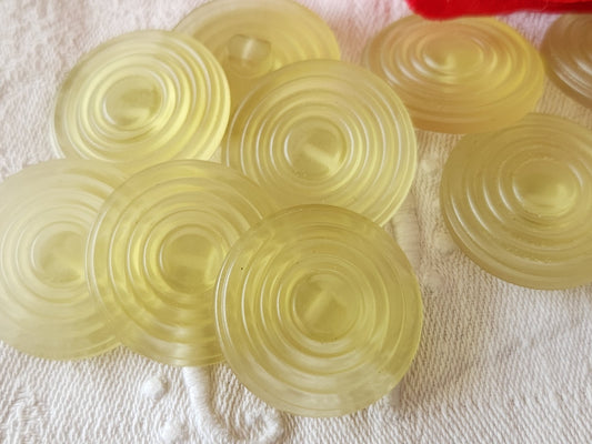 Lot 6  gros boutons vintage vert mat spirale pied 2,7 cm ref 3997