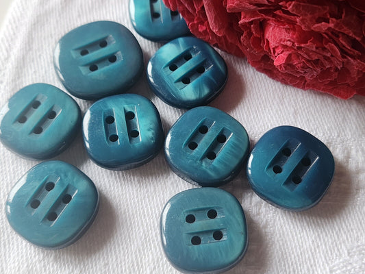 Lot 9 boutons vintage bleu canard épais 1,7 cm et 2 cm ( 1 seul) ref 2340