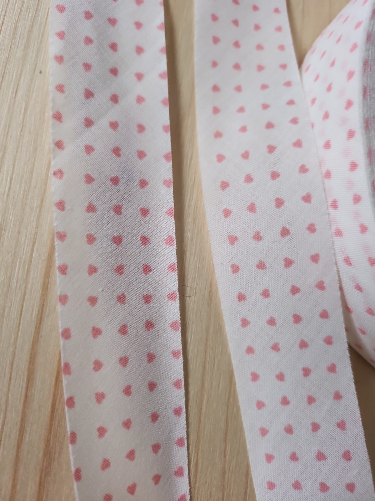 Rouleau biais vintage coton petit cœur rose shabby largeur de 3,9 cm  B4