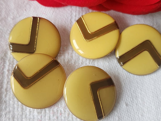 Lot 5  boutons vintage en métal liseré marron 2,3 cm ref 861