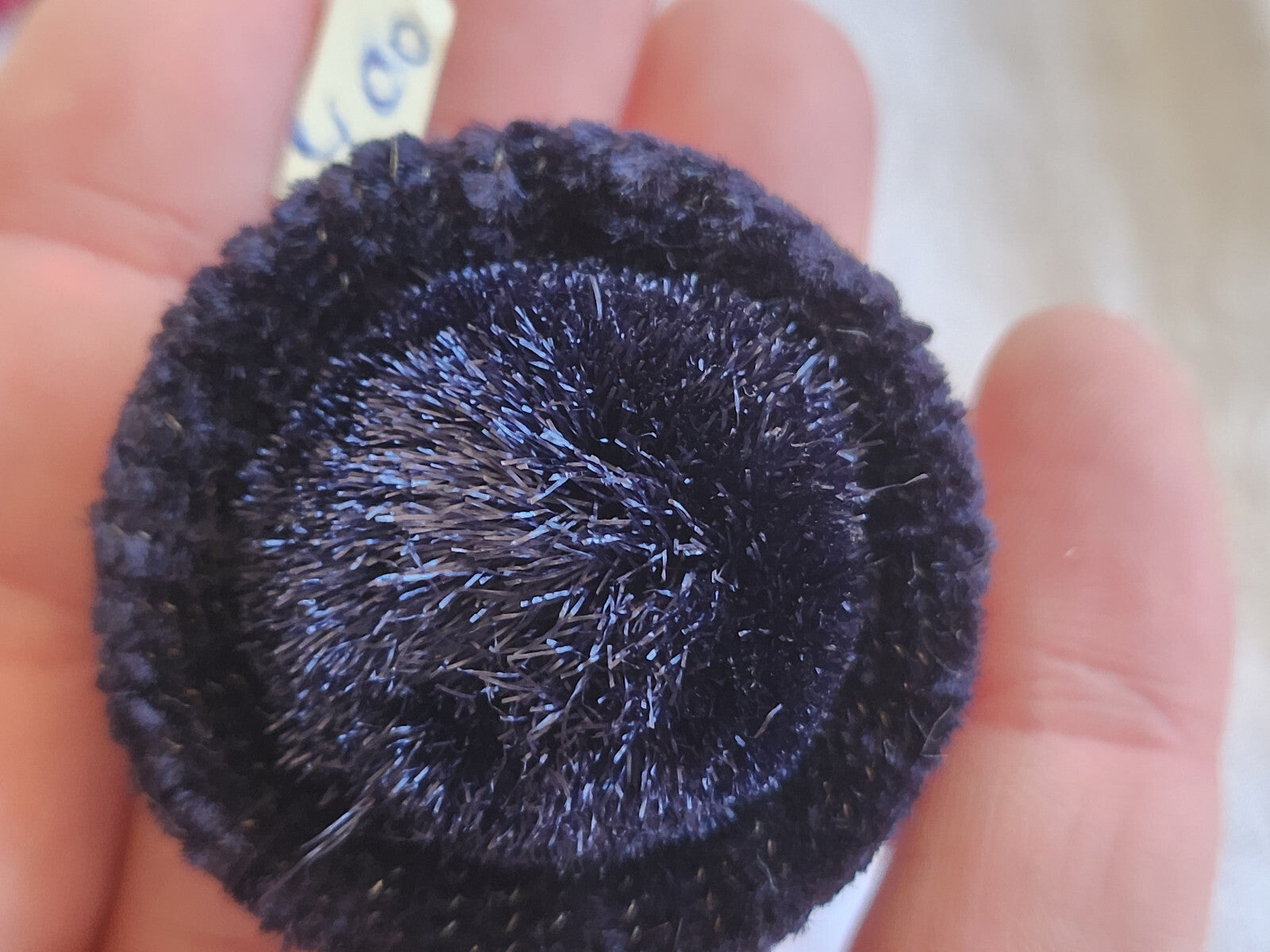 Haute couture gros bouton ancien doudou bleu passementerie 4,5 cm ref 543
