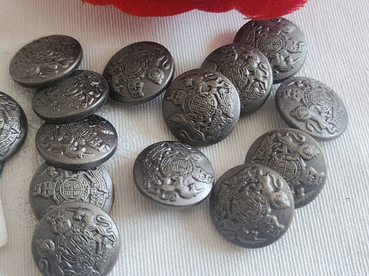 Lot 12 boutons vintage en métal blason pied 1,5 cm ref 6214