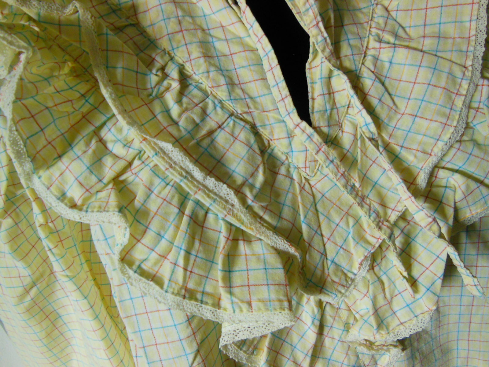 Pur vintage ancienne blouse haut manche longue jaune carreaux 42/44?   B5