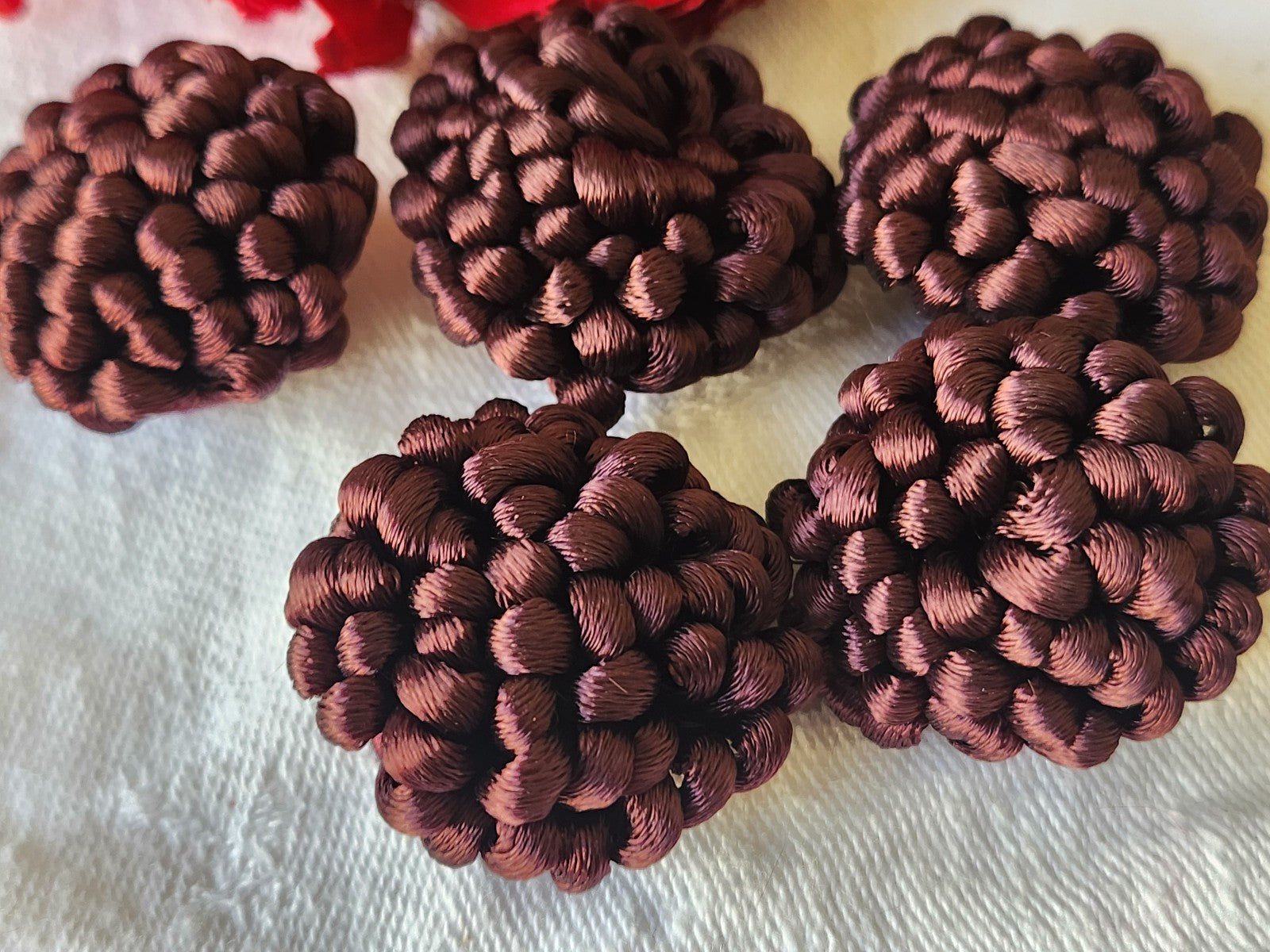 Lot 5 gros bouton ancien marron/lie de vin  passementerie 3,1  cm ref 3750