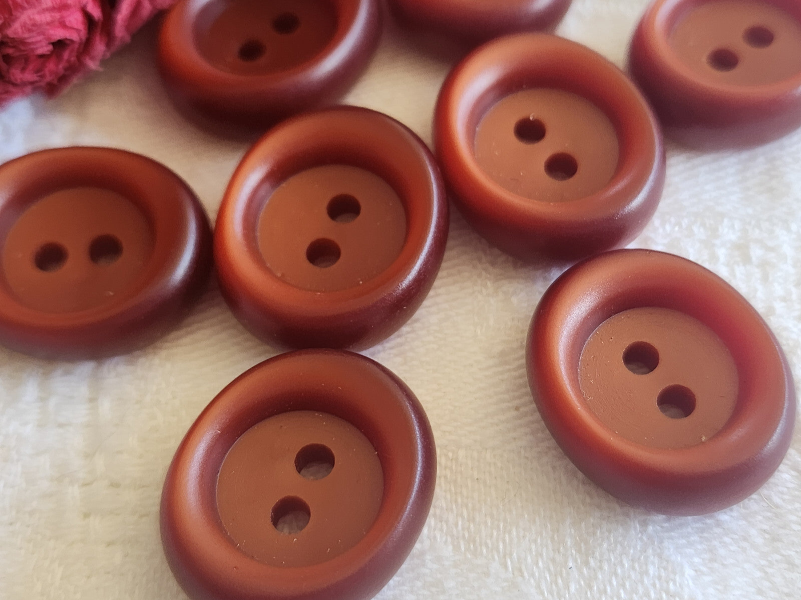 Lot 8 boutons vintage ovale marron 2,1 cm sur 1,7 cm trous ref 409