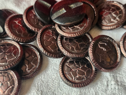 Lot 10 boutons vintage marron effet craquelé pied 2,2 cm ref 5830
