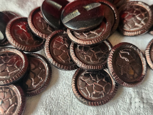 Lot 10 boutons vintage marron effet craquelé pied 2,2 cm ref 5830