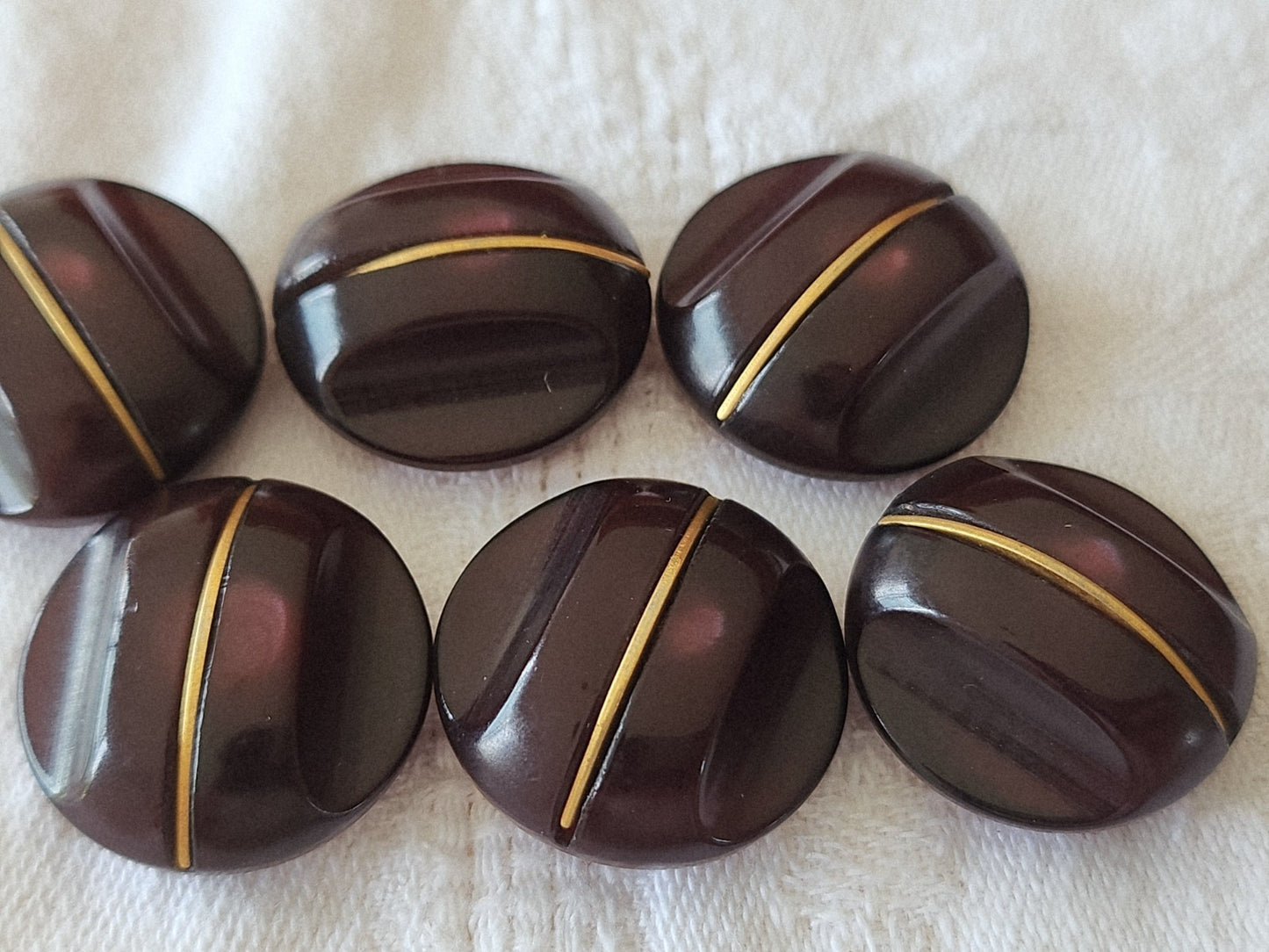lot 6 boutons vintage prune foncé doré pied 2,2 cm ref 5968